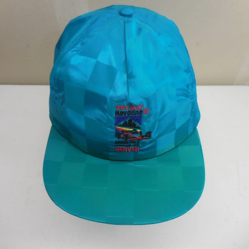 Vintage Texaco Havoline Grand Prix of Denver Snapback Hat Racing Teal 90s USA